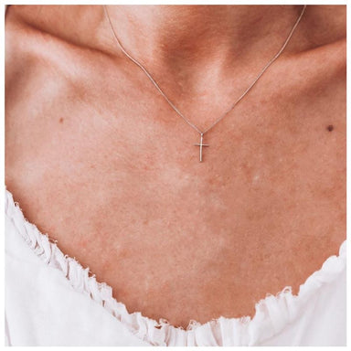 Lindi Kingi Deluxe Exalted Cross Necklace - Silver | Koop.co.nz