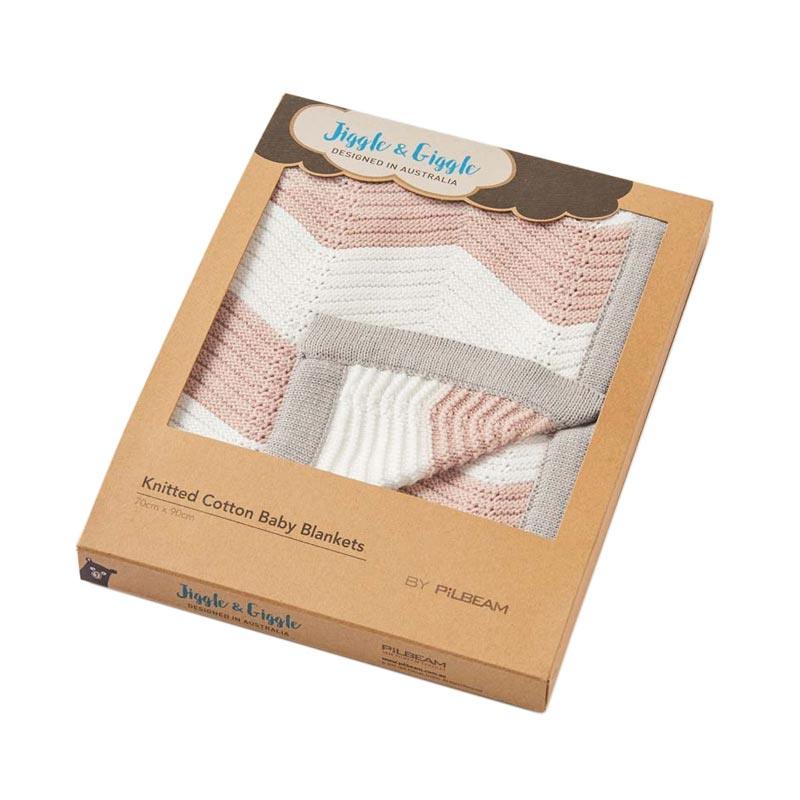 Jiggle & Giggle Cotton Zigzag Baby Blanket Pink Baby Blankets NZ