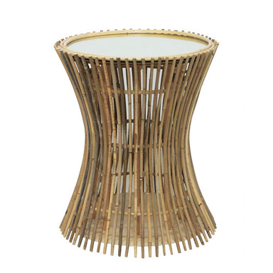 Stoneleigh & Roberson Bamboo Side Table with Mirror Top (50cm) | Koop.co.nz
