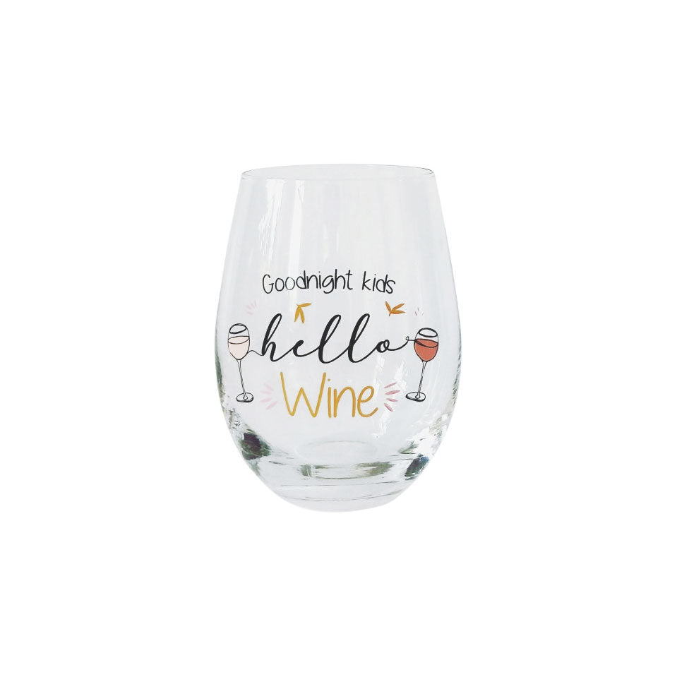 Urban Products Stemless Wine Glass - Goodnight Kids, Hello Wine | Koop.co.nz