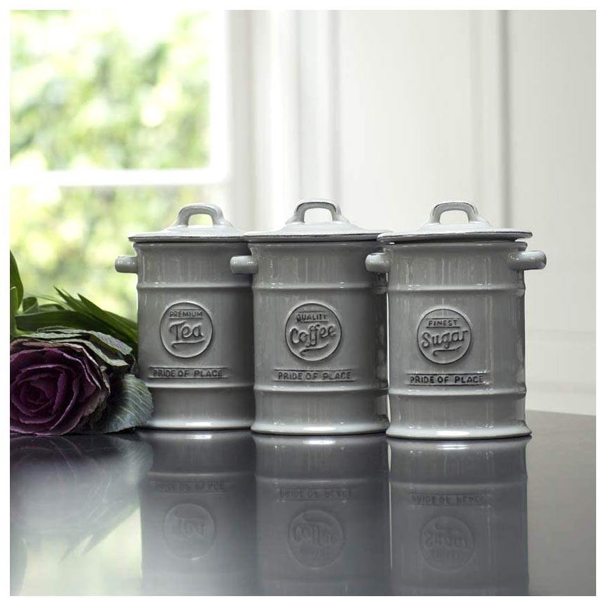 T&G Pride Of Place Coffee Jar Grey Tea Coffee Sugar Canisters NZ