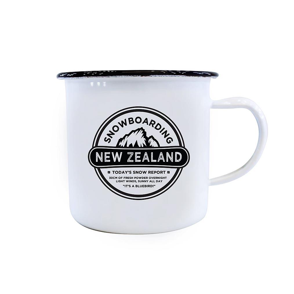 Moana Road Enamel Mug - Snowboarding NZ | Koop.co.nz
