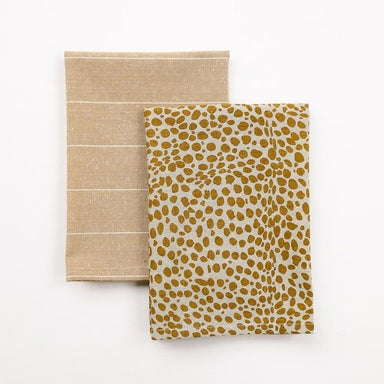 Raine & Humble Animal Print Tea Towel Pack - Mustard (2pc) | Koop.co.nz