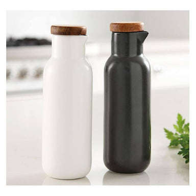 Ladelle Essentials Oil & Vinegar Set - White/Charcoal | Koop.co.nz