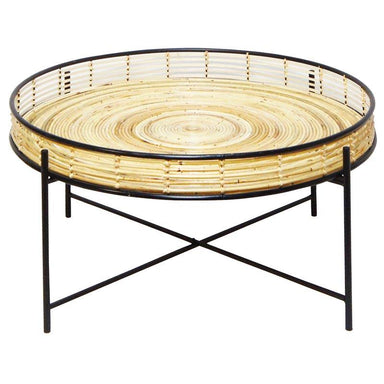 Stoneleigh & Roberson Rattan & Metal Side Table (60cm) | Koop.co.nz