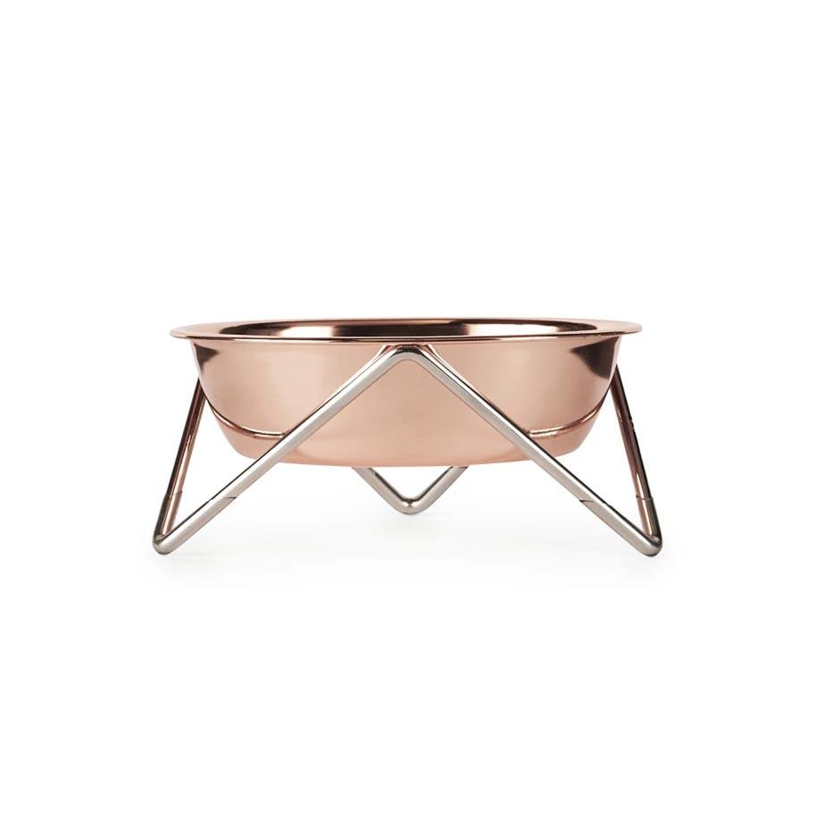 Bendo Luxe Meow Cat Bowl - Copper Bowl & Chrome Stand | Koop.co.nz