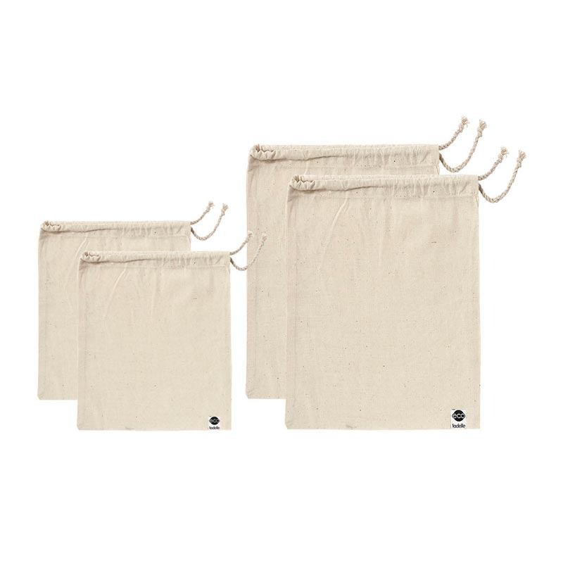 Ladelle Recycled Cotton Fabric Produce Bags (4pc) | Koop.co.nz