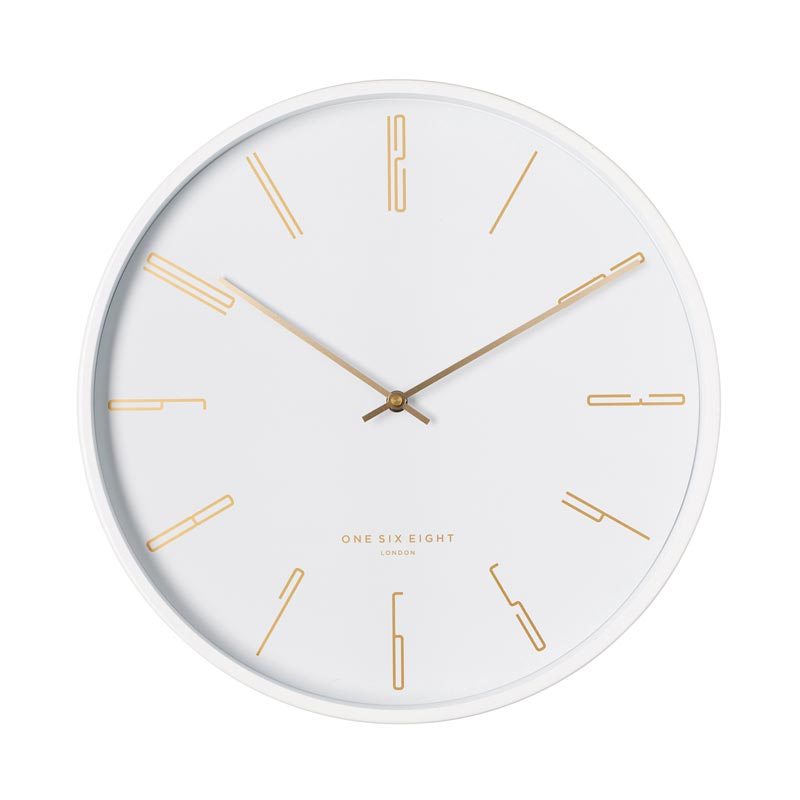 One Six Eight Maya Clock - White (30cm) | Koop.co.nz