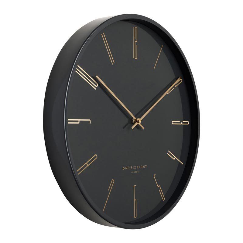 One Six Eight Maya Charcoal Clock (30cm) Wall Clocks NZ KOOP — Koop