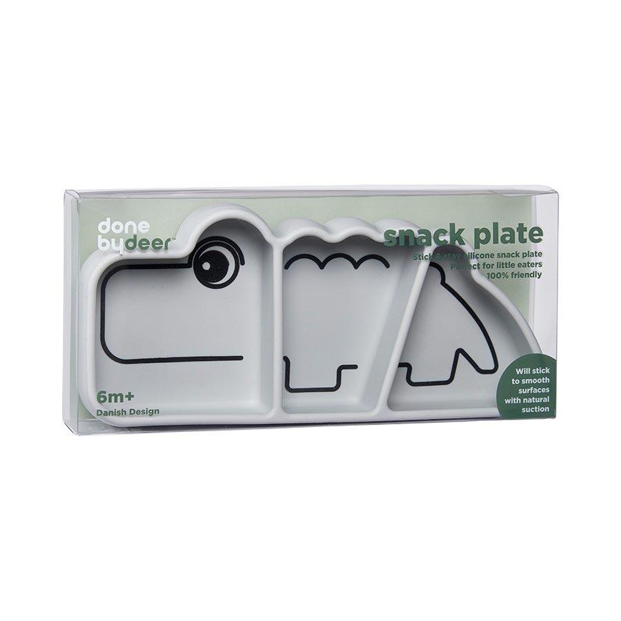 Done By Deer Stick & Stay Silicon Snack Plate – Croco Grey | Koop.co.nz