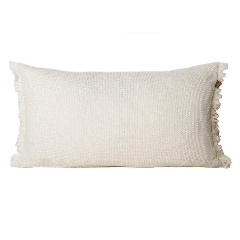 Raine & Humble Breakfast Waffle Fringe Cushion - Natural | Koop.co.nz