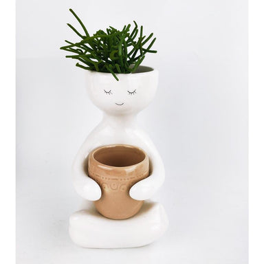 Urban Products Person Holding Pot Planter - Beige (20cm) | Koop.co.nz