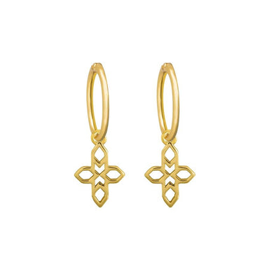 Lindi Kingi Baroque Cross Sleeper Earrings - Gold | Koop.co.nz