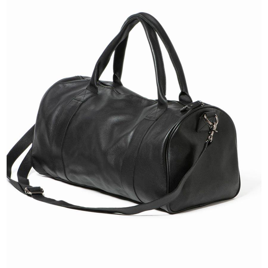 Stitch & Hide Leather Globe Weekender Bag - Black | Koop.co.nz