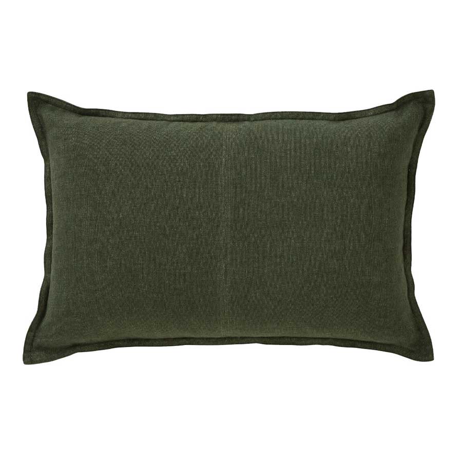 Weave Como Lumbar Linen Cushion - Khaki | Koop.co.nz