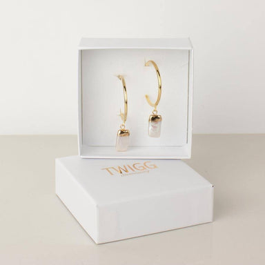 Twigg Annulus Rectangle Fresh Water Pearl Earrings | Koop.co.nz