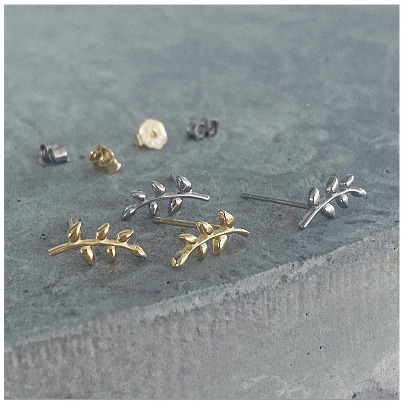 Twigg Little Olive Silver Stud Earrings | Koop.co.nz