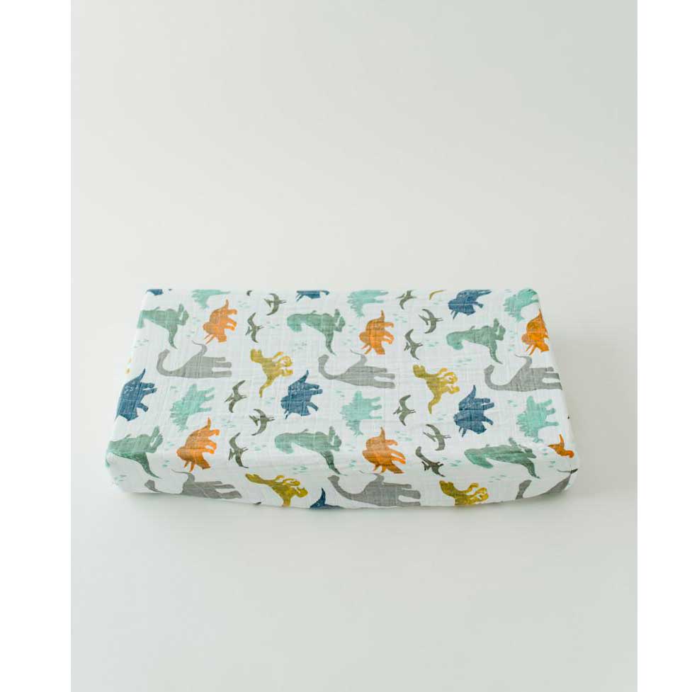 Little Unicorn Cotton Muslin Changing Pad Cover - Dino Friends | Koop.co.nz