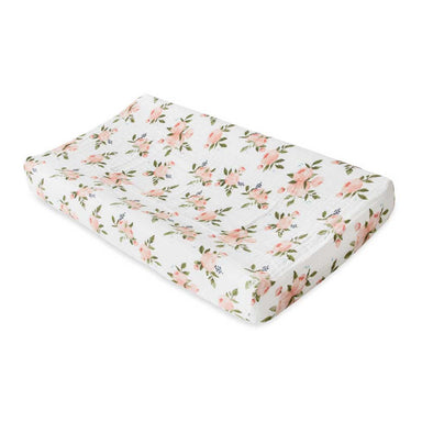 Little Unicorn Cotton Muslin Changing Pad Cover - Watercolour Roses | Koop.co.nz