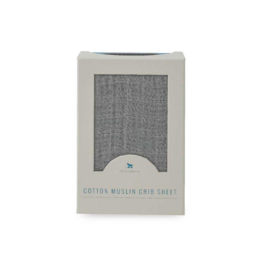Little Unicorn Cotton Muslin Fitted Cot Sheet – Nickel | Koop.co.nz