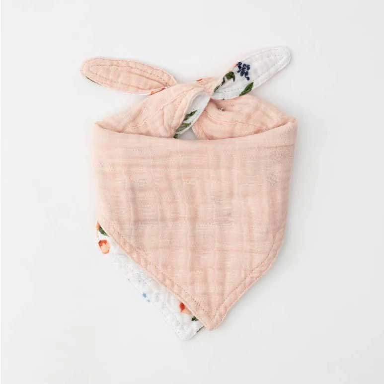 Little Unicorn Cotton Muslin Reversible Bandana Bib - Watercolour Roses | Koop.co.nz