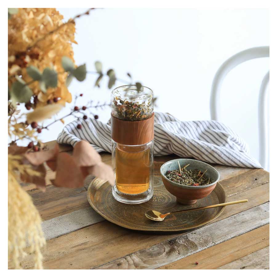 Better Tea Co. Glass Tea Infuser & Flask - Wood | Koop.co.nz