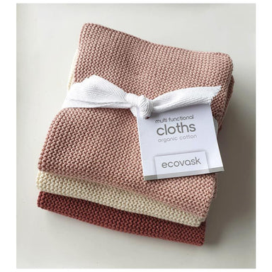 Ecovask Organic Cotton Multi-Functional Cloths (3pk)  - Rose Blush | Koop.co.nz