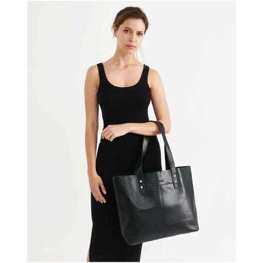 Stitch & Hide Leather Emma Tote Shoulder Bag - Black | Koop.co.nz