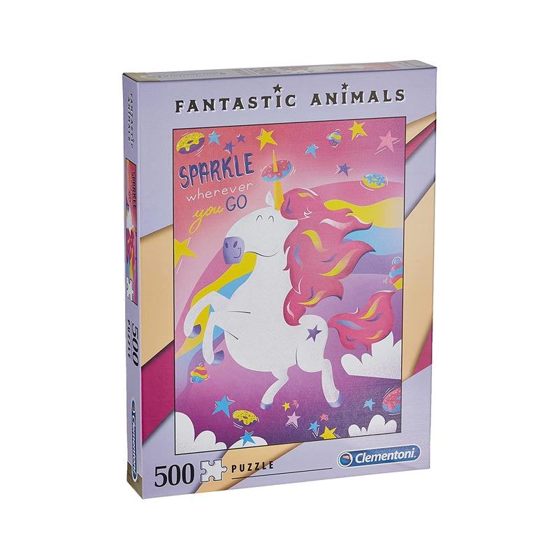 Clementoni Fantastic Animals Jigsaw Puzzle - Unicorn (500pc) | Koop.co.nz
