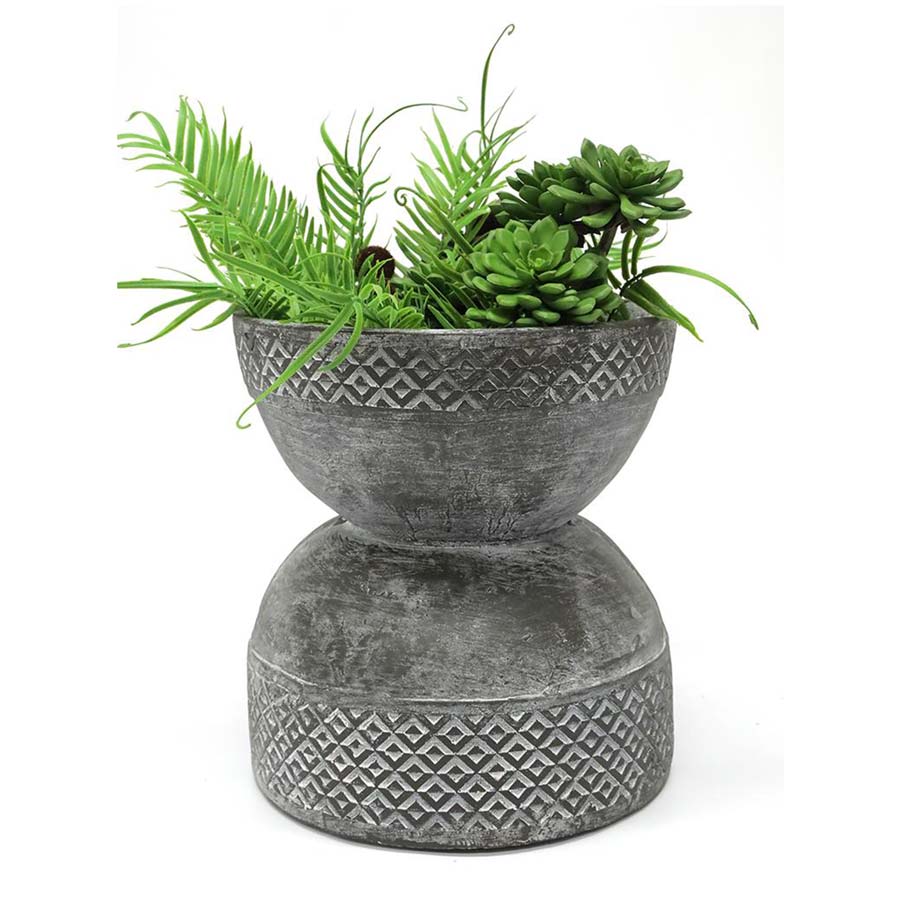 Stoneleigh & Roberson Dwali Hourglass Planter - Grey (28.5cm) | Koop.co.nz