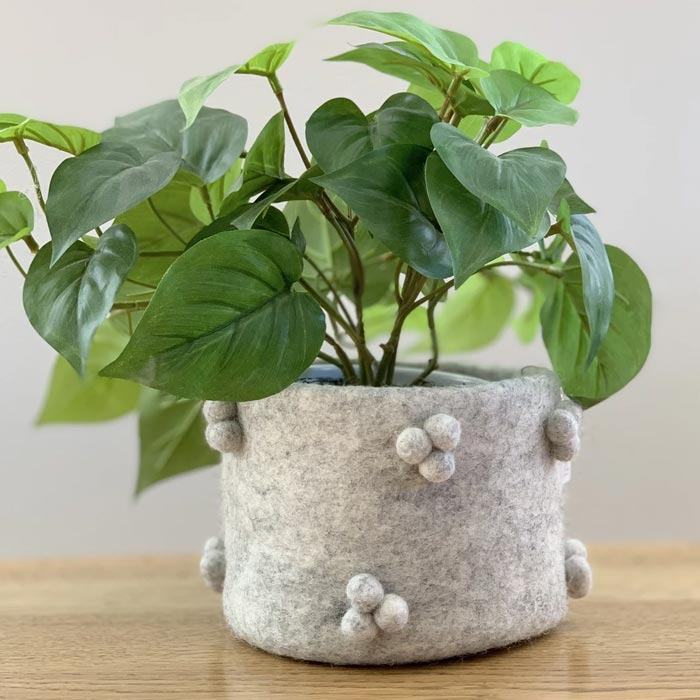 Sheepish Design NZ Wool Bobble Pot - Grey Marle | Koop.co.nz