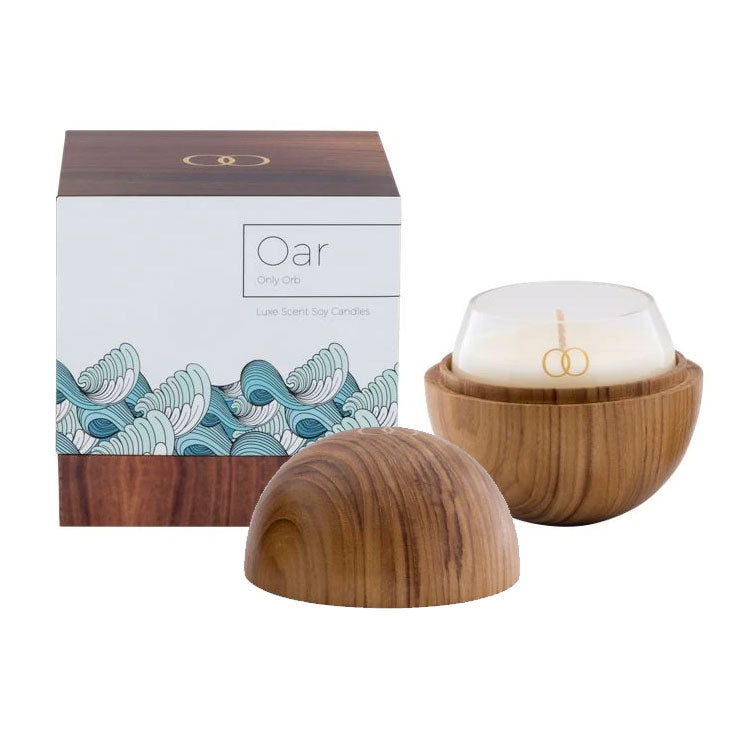 Only Orb Glass Candle & Handcrafted Teak Holder – Oar | Koop.co.nz