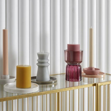 Amalfi Ribbed Unscented Pillar Candle - Celadon (10cm) | Koop.co.nz