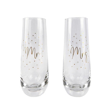 Urban Products Stemless Champagne Glass Set - Mr & Mrs | Koop.co.nz