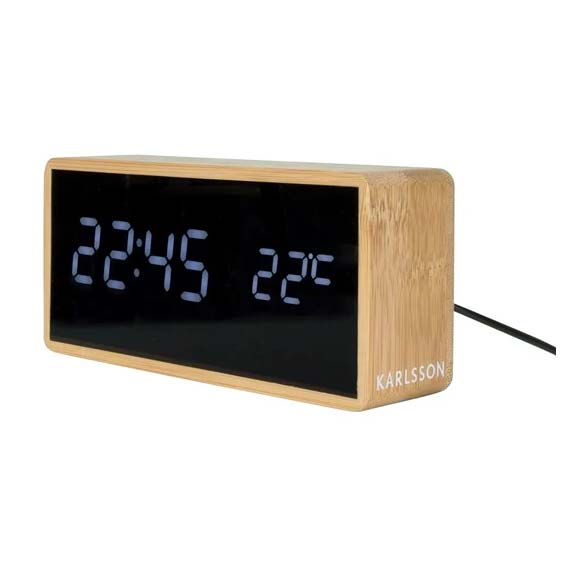 Karlsson Tube Digital Alarm Clock Bamboo Karlsson Alarm Clocks NZ