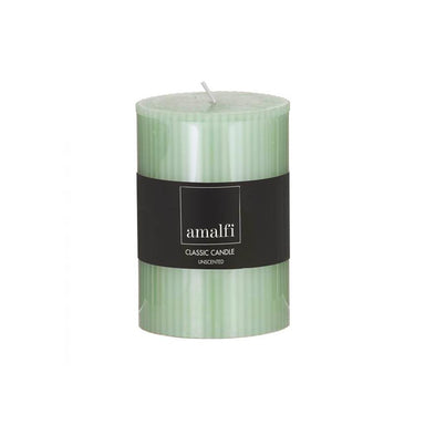 Amalfi Ribbed Unscented Pillar Candle - Celadon (10cm) | Koop.co.nz
