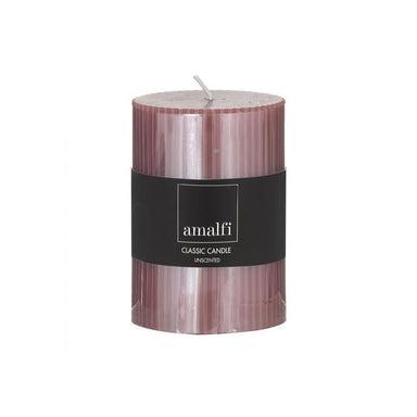 Amalfi Ribbed Unscented Pillar Candle - Rose (10cm) | Koop.co.nz
