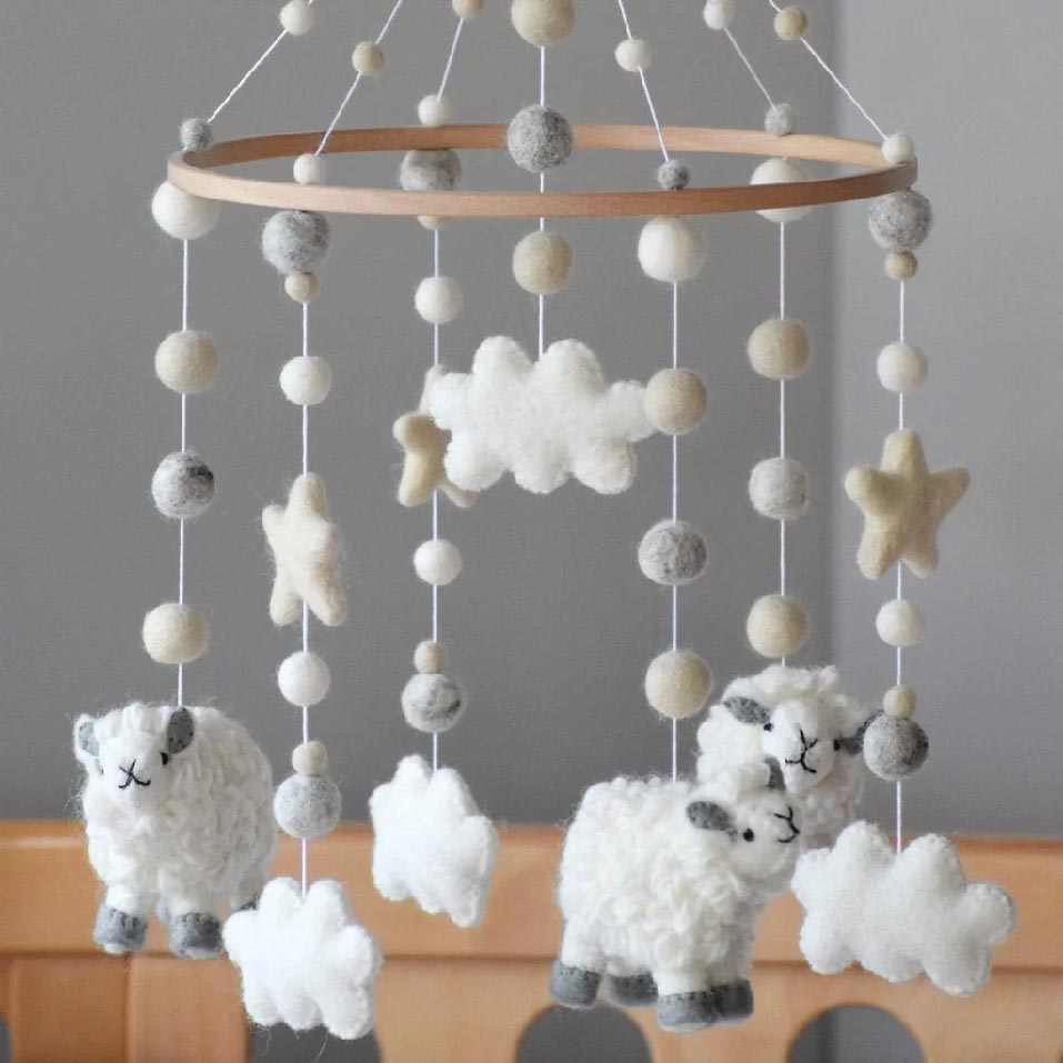 Tik Tak Handmade NZ Wool Baby Mobile - Sheep Dreams Neutral | Koop.co.nz
