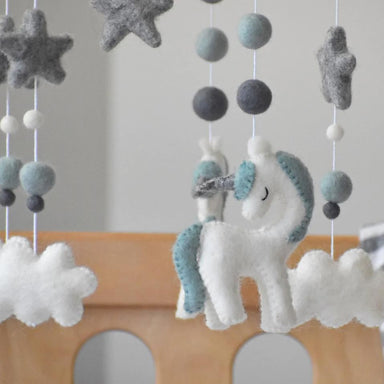 Tik Tak Handmade NZ Wool Baby Mobile - Mint Unicorn | Koop.co.nz