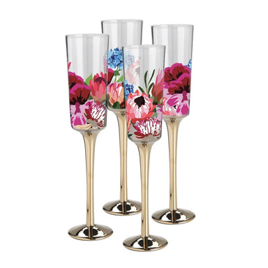 Nel Lusso Botanic Blooms Champagne Flutes Set/4 | Koop.co.nz