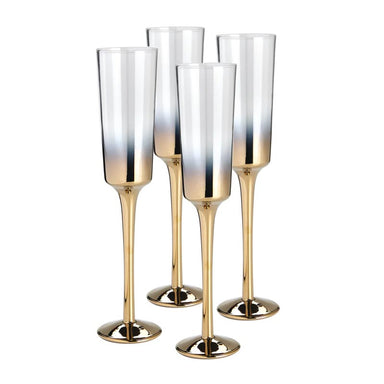 Nel Lusso Cariso Gold Champagne Flutes Set/4 | Koop.co.nz