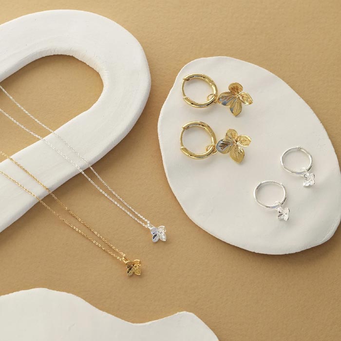 Linda Tahija Hydrangea Huggie Hoop Earrings - Gold | Koop.co.nz