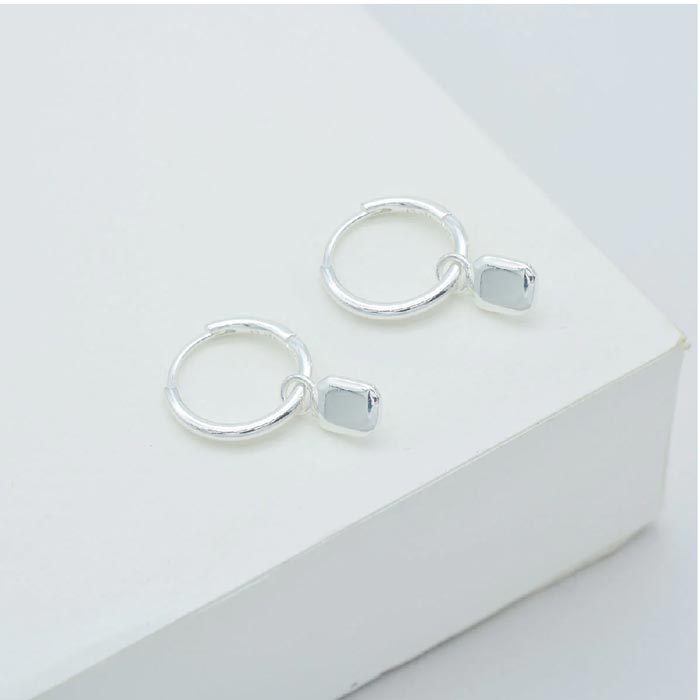 Linda Tahija Tate Huggie Hoop Earrings - Silver | Koop.co.nz