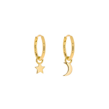 Linda Tahija Star & Moon Huggie Hoop Earrings - Gold | Koop.co.nz