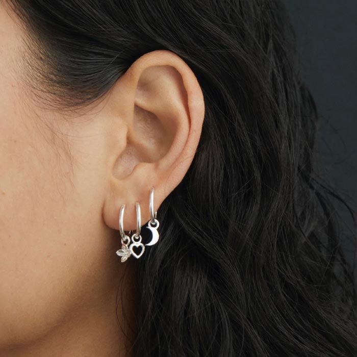 Linda Tahija Hydrangea Huggie Hoop Earrings - Silver | Koop.co.nz