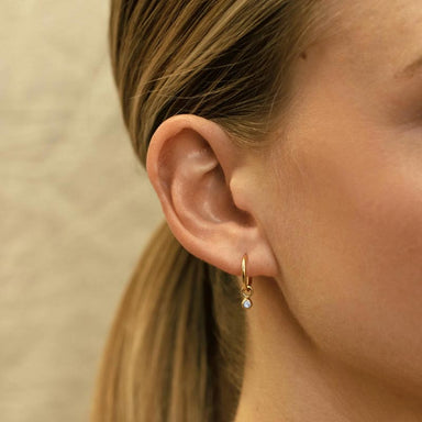 Linda Tahija Dew Drops Huggie Hoop Earrings - Gold Aquamarine | Koop.co.nz