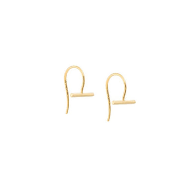 Linda Tahija Mini T-Bar Hook Earrings - Gold | Koop.co.nz