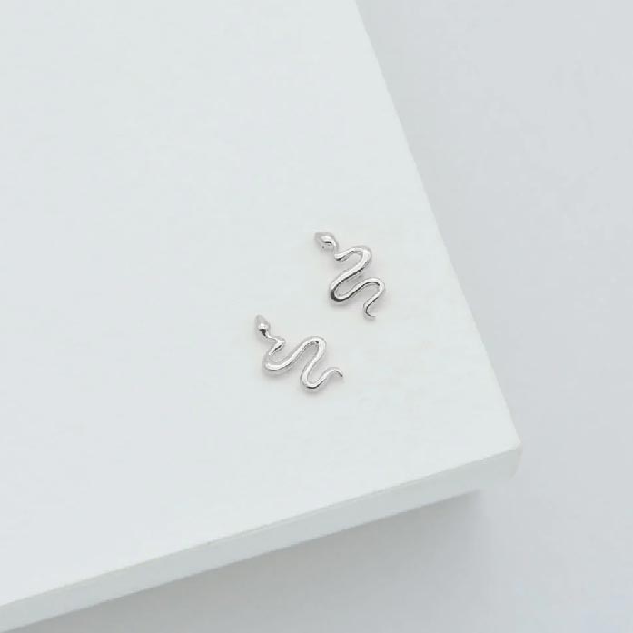 Linda Tahija Serpent Stud Earrings - Silver | Koop.co.nz