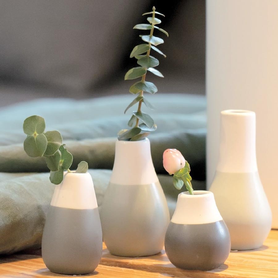 Rader Mini Pastel Vase Set/4 Green Small Grey Vases NZ Bud Vases