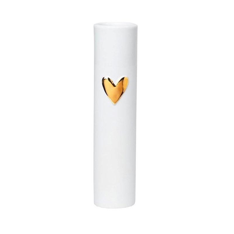 Rader Porcelain Heart Vase - Gold (17.5cm) | Koop.co.nz